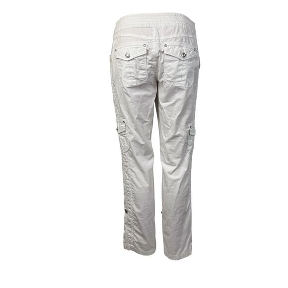INC White Cargo Utility Pants Bling Buttons Zip Front Drawstring Waist - Picture 4 of 16
